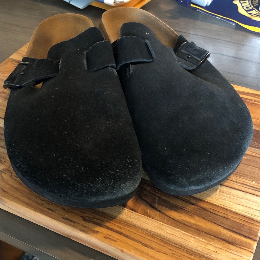 Birkenstock Black Suede Boston Clogs - Picture 4 of 7